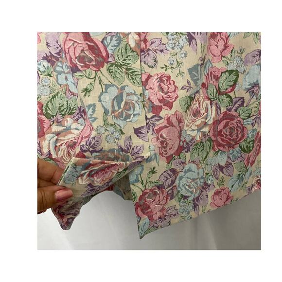 Vintage 1980s Pastel Floral Pencil Skirt Cotton Made in USA SMALL - Picture 4 of 6